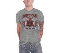 Johnny Cash T Shirt Distressed Ring of Fire Logo Official Mens Grey Burnout XL