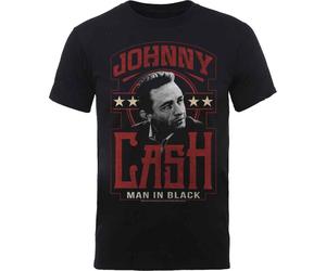 Johnny Cash T Shirt Man in Black Vintage Logo Official Mens New Black