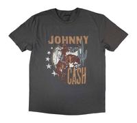 Johnny Cash Unisex Adult Cowboy T-Shirt (L) (Charcoal Grey)