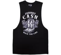 Johnny Cash Walk The Line Boots Vest Top in Black | Size: XL Johnny Cash Black XL