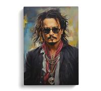 Johnny Depp Hard Edge Painting Art Canvas Print | Gallery Wrapped 30mm Frame Wall Art | 30x20 inches | Ready to Hang | Contemporary Picture | Living Room Bedroom Lounge Office
