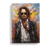 Johnny Depp Neo-Plasticism Art Canvas Print | Gallery Wrapped 30mm Frame Wall Art | 30x20 inches | Ready to Hang | Contemporary Picture | Living Room Bedroom Lounge Office