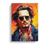 Johnny Depp Orphism Art Canvas Print | Gallery Wrapped 30mm Frame Wall Art | 30x20 inches | Ready to Hang | Contemporary Picture | Living Room Bedroom Lounge Office