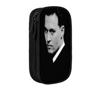 Johnny Depp Pencil Case for Science Kits - Lab-Friendly Oxford Cloth with Leak-Proof Interior for Tools, Pens Pencil Case for Holiday Gifts - Festive Custom Print Oxford Fabric with Zipper Closure
