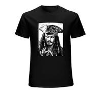 Johnny Depp Pirate of Caribbean Mens Women Sport T Shirts Männer Damen Herren Weißs 100% Cotton Gift Men Unisex