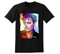 Johnny Depp T-Shirt Tops Women Men Short Sleeve T-Shirts Graphic Unisex Basic Short Sleeve Cotton Casual T-Shirt Black