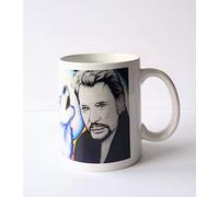 Johnny Hallyday and Wolf Art Handmade Ceramic Mug