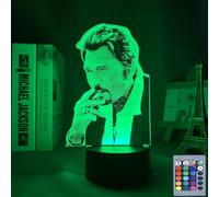 Johnny Hallyday Fans Gifts for Men Women 3D Night Light with Remote Control and Smart Touch Control, 7 Colors + 16 Colors Changing, Decorative Lamp for Birthday and Christmas (style6)