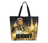 Johnny Hallyday Groceries Tote Shopping Bags Women Custom French Rock Singer Canvas Shopper Shoulder Bag Big Capacity Handbags