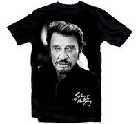 Johnny Hallyday Star Homme Noir Mens Black T-Shirt