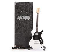 Johnny Ramone (Ramones): White Mosrite Ventures II - Miniature Guitar Replica - Music Gifts - Handmade Ornamental 1/4 Scale - Includes a Display Box, Name Tag and Miniature Guitar Stand