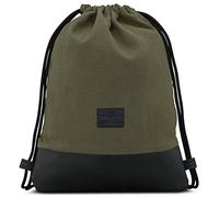 Johnny Urban Drawstring Bag for Men and Women Green Black - Luke - Gym Sack Backpack with Pocket for Sports, Swimming, Travel and Leisure - Cotton Sports Bags