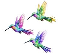 John's Studio 3Pcs Metal Hummingbird Wall Decor Outdoor Garden Hanging Art Sculptures Home Theme Decorations for Kitchen Bathroom and Pool