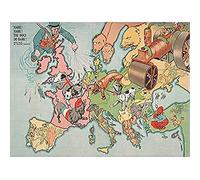 Johnson 1914 Map Europe WWI Satirical War Art Print Canvas Premium Wall Decor Poster Mural
