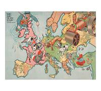 Johnson 1914 Map Europe WWI Satirical War Premium Wall Art Canvas Print 18X24 Inch