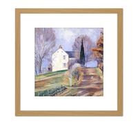 Johnson At The Hills Top Lumberville Painting 8X8 Inch Square Wooden Framed Wall Art Print Picture with Mount Artery8 Light Oak One Size