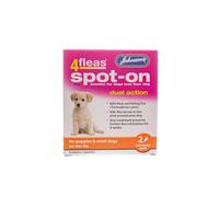 Johnson’s 4Fleas Spot-On for Puppies and Extra Small Dogs Under 4kg - Kills Fleas on Contact, 4-Week Protection, Dual Action Larvae Control