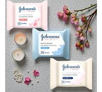 Johnson’s Face Care Makeup Wipes Bundle -1 x Refreshing, 1 x Dry Skin & 1 x Extra Sensitive - Gentle Makeup Removal - 3 × 25 Wipes (75 Total)