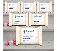 Johnson’s Makeup Be Gone Extra-Sensitive Wipes - 6 × 25 Pack (150 Wipes) - Gentle Makeup Removal for Sensitive Skin (yellow)