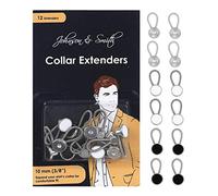 Johnson & Smith Mixed Pack Metal Collar Extenders by - Stretch Neck Extender for 1/2 Size Expansion of Men Dress Shirts, 12 Pack, 3/8