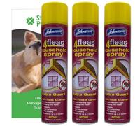 Johnsons 4 Fleas Household Flea Spray for Home (3x600ml) & Stelr Pets Guide
