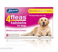 Johnson's 4 Fleas Tablets for Large & Small Dogs - Dog Flea Tablets (Large Dogs over 11kg 6 Tabs)