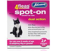 JOHNSONS 4FLEAS CAT - DUEL ACTION SPOT ON - +8 WEEKS ABOVE 4KG WEIGHT (X1 PACK)