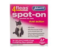 JOHNSONS 4FLEAS CAT - DUEL ACTION SPOT ON - +8 WEEKS ABOVE 4KG WEIGHT (X3 PACKS)