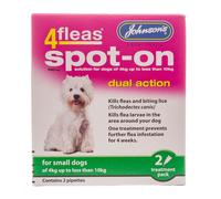 JOHNSONS 4FLEAS "DUAL ACTION" SPOT ON -SMALL DOG - LESS THAN 10KG FLEA