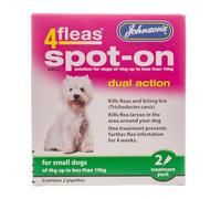 JOHNSONS 4FLEAS "DUAL ACTION" SPOT ON -SMALL DOG - LESS THAN 10KG FLEA TREATMENT (X1 PACKS)