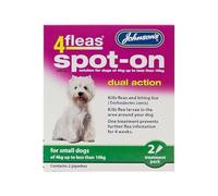 JOHNSONS 4FLEAS "DUAL ACTION" SPOT ON -SMALL DOG - LESS THAN 10KG FLEA TREATMENT (X3 PACKS)