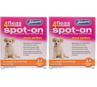 Johnsons 4Fleas Spot-On for Puppies and Extra Small Dogs 4-10 kg - Kills Fleas on Contact, 4-Week Protection, Dual Action Larvae Control (Pack of 2)