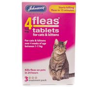JOHNSONS 4FLEAS TABLETS FOR CATS AND KITTENS - 1KG TO 11KG - 3 TAB PACK - FLEA (X3 PACKS)