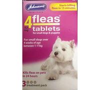 JOHNSONS 4FLEAS TABLETS FOR SMALL DOGS AND PUPPIES OVER +4WEEKS & UPTO 11KG - 3 TAB PACK - FLEA (2 PACKS)
