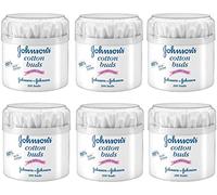 Johnson's Baby Cotton Buds (200) - Pack of 6 - Naturally Absorbent with 100% Pure Cotton Tips & 100% Paper Sticks