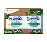 Johnson's Baby Cotton Buds, 200 Sticks (2 Pack), Soft and Gentle on Baby's Delicate Ears and Nose, Pediatrician Approved, Suitable for Newborns and Up
