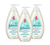 JOHNSON'S Baby Cottontouch 2-in-1 Bath & Wash Multipack - Gentle Newborn Hair and Body Wash - Blended with Real Cotton - pH Balanced for Sensitive Skin - 3 x 500ml