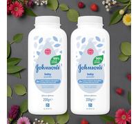 Johnson's Baby Powder 400g (2 x 200g Multipack) - Clinically Proven Mildness for Newborn Delicate Skin, Absorbs Moisture to Keep Skin Soft & Dry