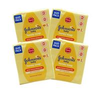 Johnson's Baby Soap Bars Honey, 8 Pack (4 Twin Packs), 90g Each - Total 8 individual wrapped Bars, Mild & Gentle Formula for Delicate Skin