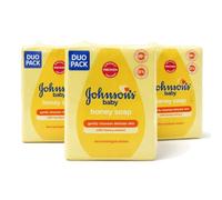 Johnson's Baby Soap Bars with Honey, 90g (Pack of 6), 3 x Twin Packs - Mild & Gentle Formula for Delicate Skin, 98% Naturally Derived & Biodegradable, Dermatologist Tested Value Bundle