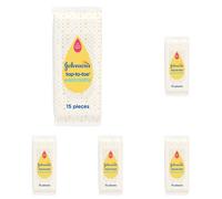 Johnson's Baby Top-To-Toe Washcloths 15 Pieces - Pre-Moistened Washcloths for Sensitive Skin (Pack of 5)