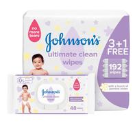 Johnson's Baby Wipes - Ultimate Clean & Gentle Care 48 Wipes x 3 + 1 Free Packs - 192 Total Count | Soft & Hydrating for Delicate Skin
