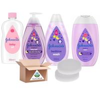 Johnson's Bedtime Routine Bundle: Bedtime Baby Bath, Bedtime Baby Lotion, Baby Bedtime Wash, Baby Bedtime Shampoo + 2x Baby Sponge Sucasa