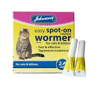 Johnsons Easy Spot On Wormer for Cats & Kittens 2 Pack: Veterinary Strength Cat Worming Treatment Spot On, Effective Dewormer for Cats, Kitten Wormer with Praziquantel for All Worms