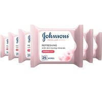 Johnson's Face Care Make Up Be Gone Refreshing Wipes, 25 Wipes (Pack of 6)