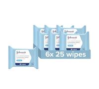 Johnson's Face Care Makeup Moisturising Wipes, Pack of 6 x 25 Wipes