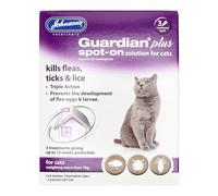 Johnsons Guardian Plus Spot On for Cats Over 1kg - 3 Treatment, Kills Fleas, Ticks & Lice, Stops Flea Eggs Hatching