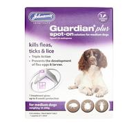 Johnsons Guardian Plus Spot On for Medium Dogs 10kg - 20kg - 1 Treatment, Kills Fleas, Ticks & Lice, Stops Flea Eggs Hatching