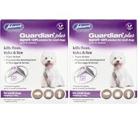 Johnsons Guardian Plus Spot On for Small Dogs 2kg - 10kg - 1 Treatment, Kills Fleas, Ticks & Lice, Stops Flea Eggs Hatching (Pack of 2)