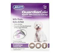 Johnsons Guardian Plus Spot On for Small Dogs 2kg - 10kg - 1 Treatment, Kills Fleas, Ticks & Lice, Stops Flea Eggs Hatching